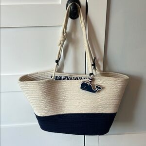 Vineyard Vines for Target Nautical Cream and Black beach Tote Bag